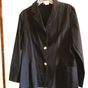 Vintage Harve Bernard Black Blazer with Tortoise Shell Buttons Size 12